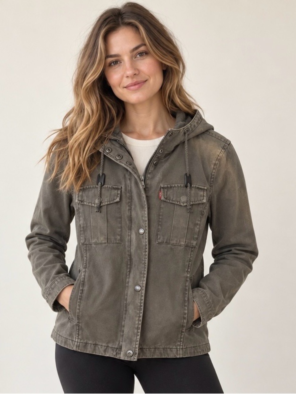 Levi’s Olive Green Hooded Utility Jacket Size Medium